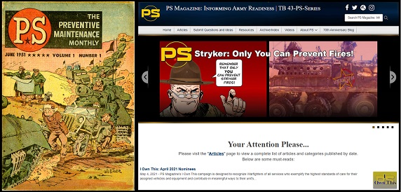 PS first issue cover (left) and present-day website (right)